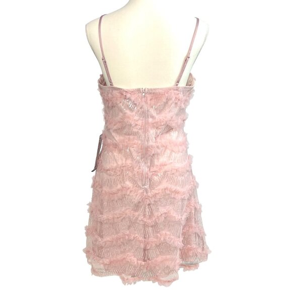 Speechless Blush Pink Cocktail Mini Dress L Party Prom Hoco Sequin Tulle Layered - Picture 5 of 14